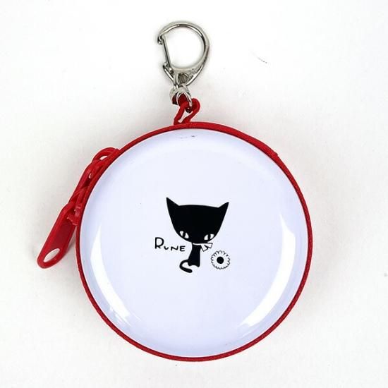 内藤ルネ RUNE 丸型ポーチ 黒 コインケース 昭和レトロ