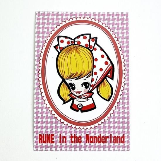 内藤ルネ 赤い服の女の子 ポストカード 文具