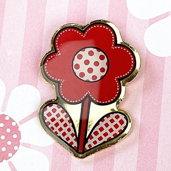 内藤ルネ ピンズ フラワーレッド バッジ アクセサリー