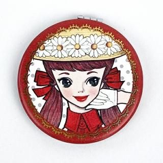 内藤ルネ ミラー ラウンド ルネガール 鏡 折りたたみミラー ポケット 化粧直し 身だしなみ