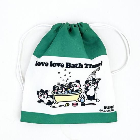 内藤ルネ 巾着 LOVE BATH TIME ポーチ 小物入れ