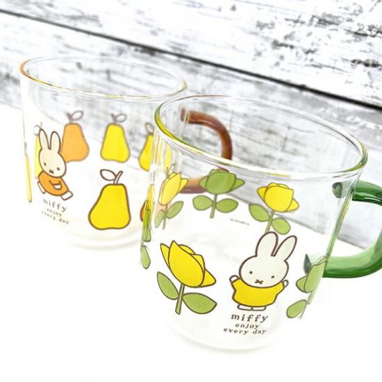 ミッフィー miffy カラーハンドル耐熱ガラスマグ（ブラウン・洋ナシ
