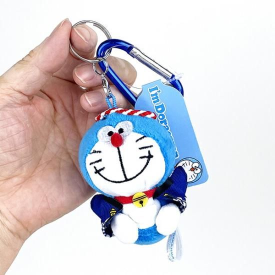 ドラえもん カラビナ マスコット ぬいぐるみ キーホルダー ブルー