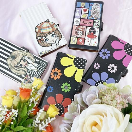 内藤ルネ ガールストライプ 多機種対応マルチ手帳ケース スマホ用品