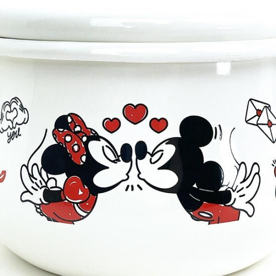 ディズニー ミッキー&ミニー ホーロー両手鍋(16cm) キッチン ディズニー ミッキー&ミニー ホーロー両手鍋(16cm) キッチン