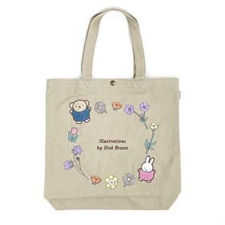 店内セール開催中!10％オフ対象商品! ミッフィー miffy ベージュフラワーシリーズ トートバッグ  ベージュ
