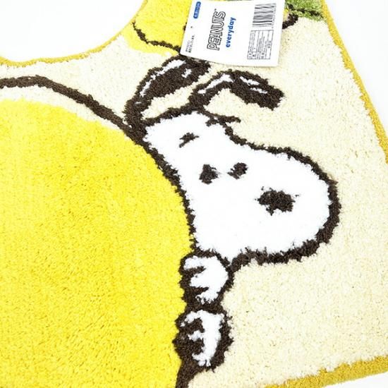 イエロー色 PEANUTS スヌーピー トイレマットセット新品 キャラクターグッズ