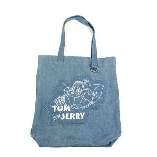 トムとジェリー デニムトートバッグ(ライトブルー)