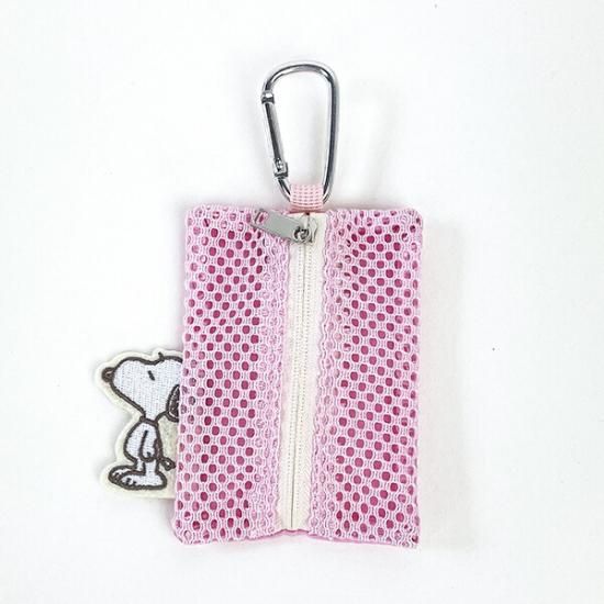 スヌーピー クッキー メッシュキーケース ブルー ミニポーチ SNOOPY