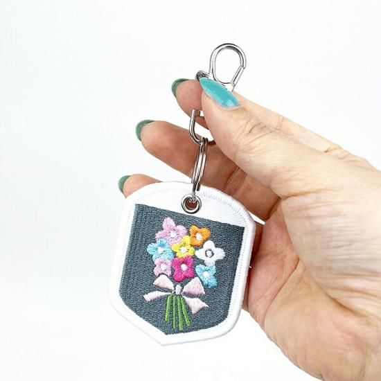 内藤ルネ FLOWER 刺繍キーホルダー 内藤ルネ FLOWER 刺繍キーホルダー