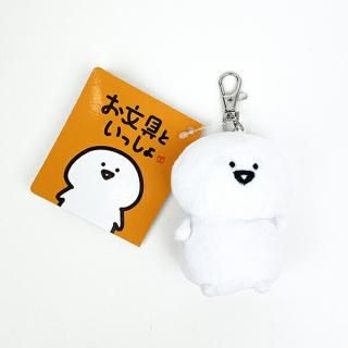 お文具さんといっしょ お文具さん ぬいぐるみ リールキーカバー ホワイト