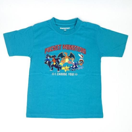 ポケットモンスター キッズ カジュアルロゴ Tシャツ(ターコイズ) 130cm