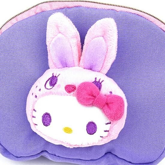 サンリオ ハローキティ カラフルバニー ボアフェイス化粧ポーチ