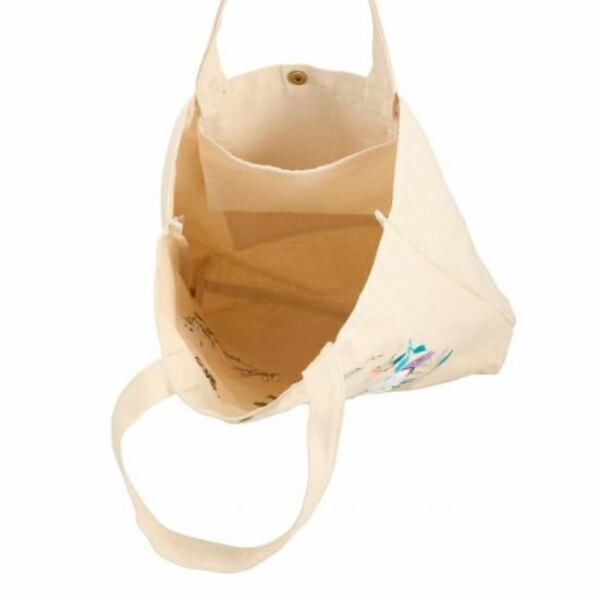 スヌーピー 刺繍 帆布トートバッグ ナチュラル (フラワーリース)