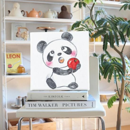 内藤ルネ キャンバスアート アップルパンダ インテリア アートパネル