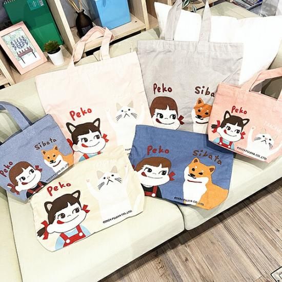 ペコちゃん ペコとしばた A4トートバッグ (ネイビー) ペコちゃん ペコとしばた A4トートバッグ (ネイビー)