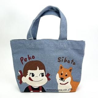 店内セール開催中!10％オフ対象商品! ペコちゃん ペコとしばた ミニトートバッグ (ブルー)