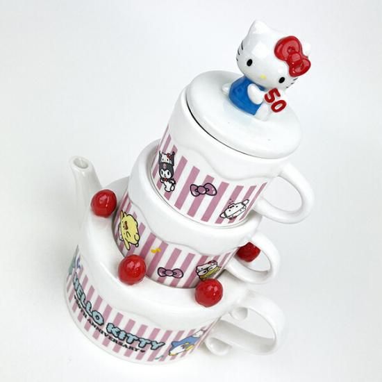 ハローキティの50周年ケーキ型ティーセット