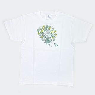 水森亜土 シルクスクリーンプリント Tシャツ(ハナ) (ホワイト) アパレル 亜土ちゃん