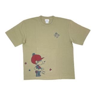 水森亜土 シルクスクリーンプリント BIGTシャツ(オヘソ) (サンドカーキ) アパレル 亜土ちゃん