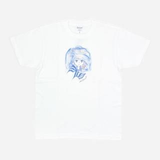 水森亜土 インクジェットプリント Tシャツ(ブルー) (ホワイト) アパレル 亜土ちゃん