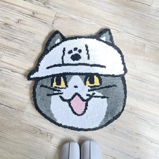 仕事猫のもこもこフロアマット