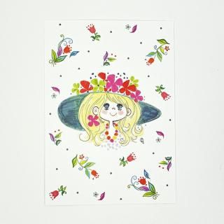 水森亜土 フラワー ポストカード (ホワイト) 文具