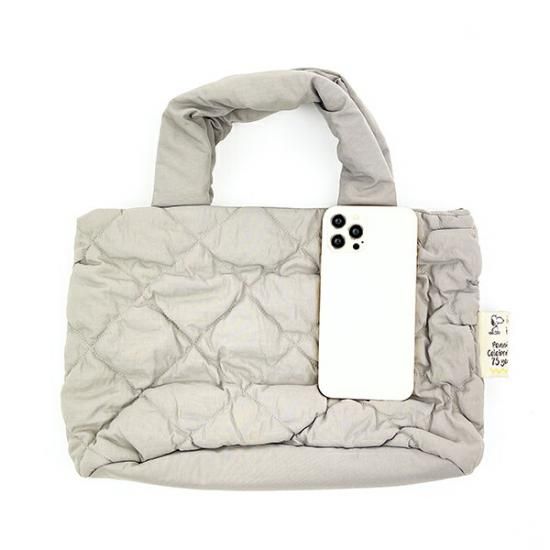 pionunnal ×スヌーピー キルティングトートバッグ スヌーピー 2WAY キルティングトートバッグ(S) グレー SNOOPY