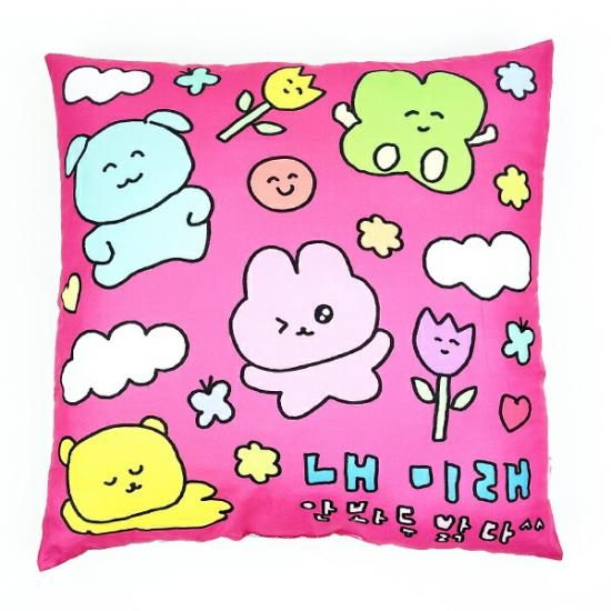 ピンクのクッションキャラクター チェゴシム 背当てクッション ピンク インテリア 韓国