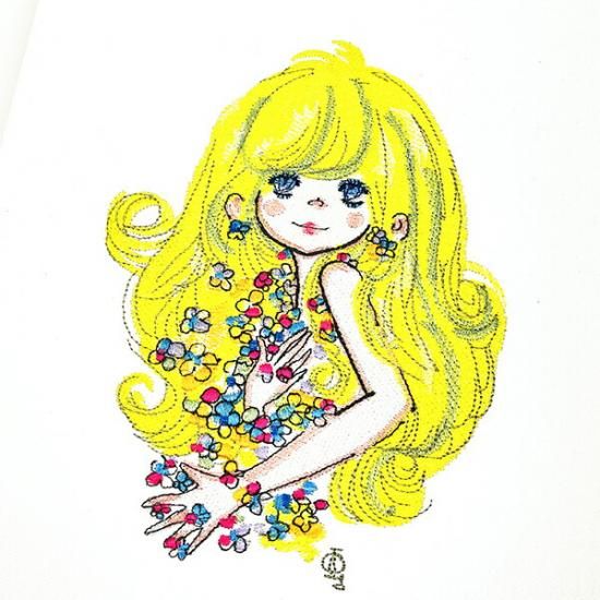 水森亜土 blonde lady キャンパスアート 日本製 水森亜土 blonde lady キャンパスアート 日本製
