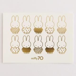 <img class='new_mark_img1' src='https://img.shop-pro.jp/img/new/icons15.gif' style='border:none;display:inline;margin:0px;padding:0px;width:auto;' />ミッフィー miffy 70th 金箔押しポストカード(miffy_pattern) 文具 日本製