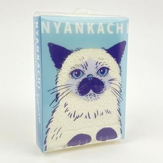 にゃんかち サイアミーズ ハンカチタオル ホワイト