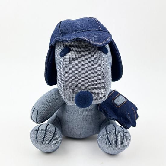 スヌーピー EDWIN ベースボール ぬいぐるみ S インテリア デニム
