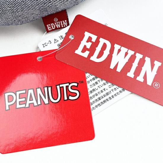 スヌーピー EDWIN ベースボール ぬいぐるみ S インテリア デニム