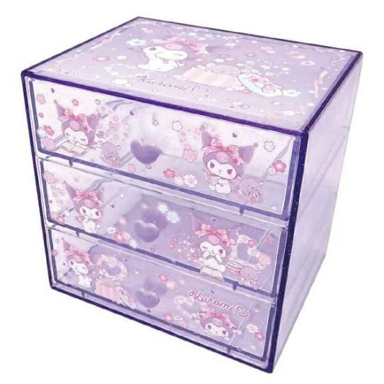 サンリオ クロミ 3段チェスト パープル 収納 小物入れ