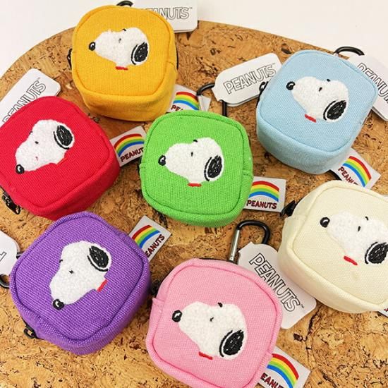 スヌーピー カラフル カラビナミニポーチ ライトブルー 小物入れ