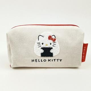 店内セール開催中!10％オフ対象商品! サンリオ ハローキティ 帆布サガラ刺繍スクエアポーチ おにぎりシリーズ  Sanrio
