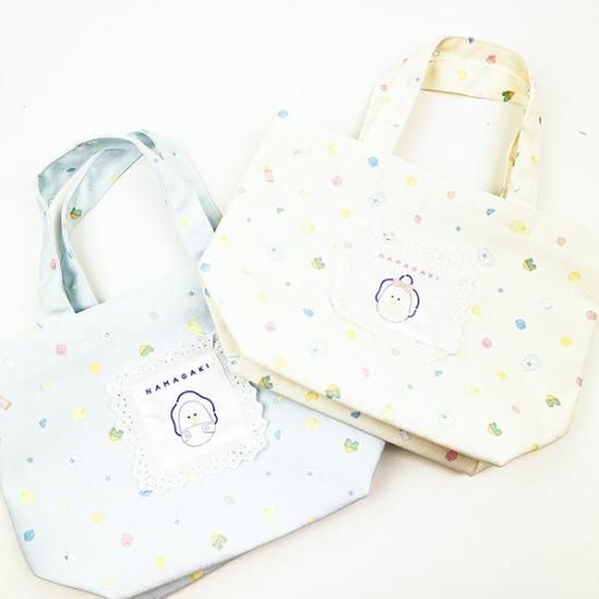 つぶらな瞳バッジ、ランチトート