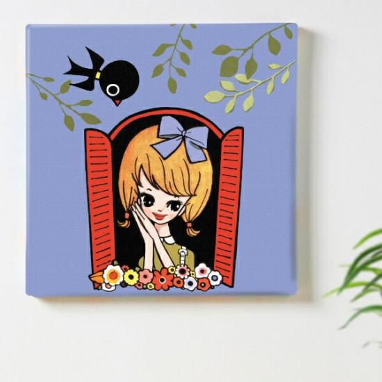 内藤ルネ キャンバスアート 窓辺の少女 インテリア アートパネル