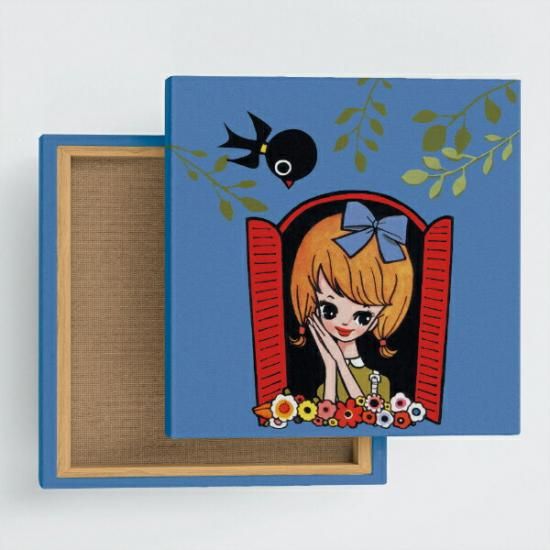 内藤ルネ キャンバスアート 窓辺の少女 インテリア アートパネル