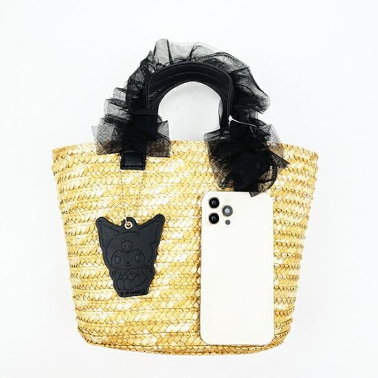 902 美品　クロミ kuromi カゴ トートバッグ カゴバッグ　ハンドバッグ sanrio かごバッグ カゴバッグ サンリオキャラクターズ/クロミ