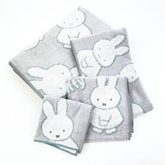 ミッフィー miffy ミッフィーベア フェイスタオル (グレー) 日本製 西川