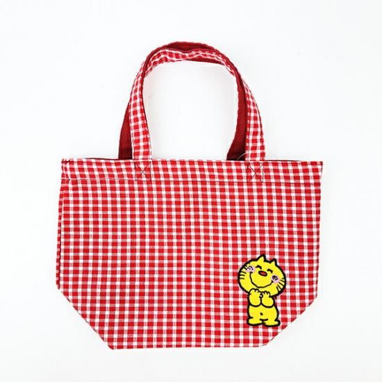 【オンライン限定商品】  水森亜土 リバーシブルランチトートバッグ(レッド) ギンガム バッグ