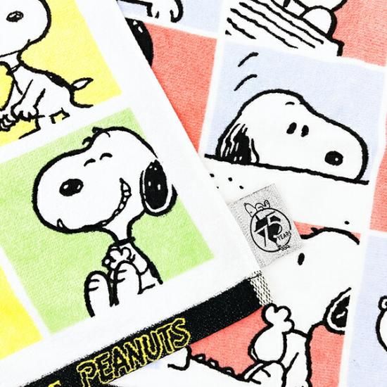 スヌーピー プリント フェイスタオル PEANUTS 75th 日本製 SNOOPY スヌーピー プリント フェイスタオル PEANUTS 75th 日本製 SNOOPY