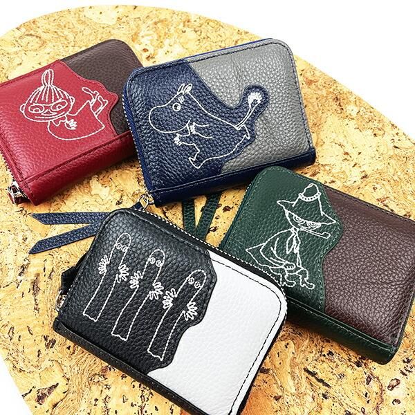 ムーミン ニョロニョロ 本革カードポーチ カードケース 小銭入れ