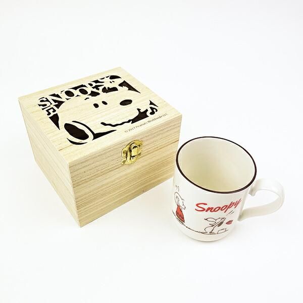 スヌーピー 木箱入マグ ホワイト チャーリーブラウン キッチン マグカップ SNOOPY