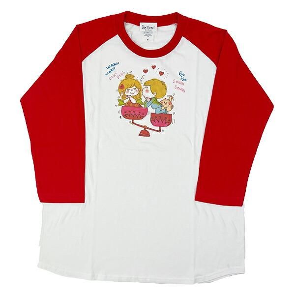 水森亜土 テンビン ラグランスリーブTシャツ(M) レッド 亜土