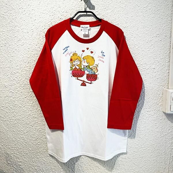 水森亜土 テンビン ラグランスリーブTシャツ(M) レッド 亜土