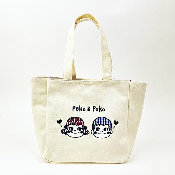 ペコちゃん ポコちゃん チェック柄トートバッグ 不二家 バッグ ランチ