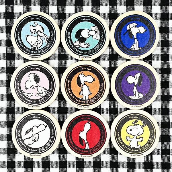 【送料無料/即納】  丸型木のマグネット スヌーピー ホワイト SNOOPY 75th PEANUTS その他